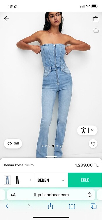 Bershka denim korse tulum