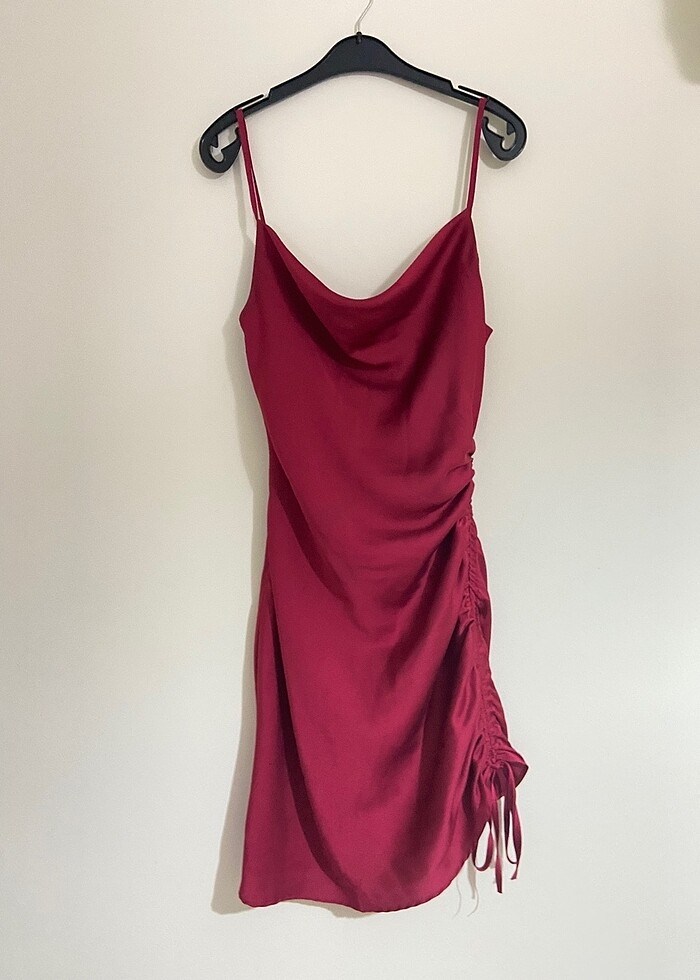 Trendyol bordo şık elbise - Görsel 2