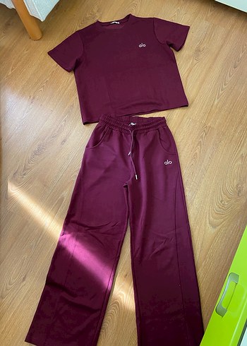 Bordo Kadın Kısa Kollu Oversize Eşofman Takımı - Görsel 2