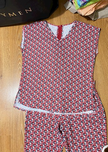 Düğmeli Renkli Kadın Kumaş Pantolon ve bluz - Görsel 2