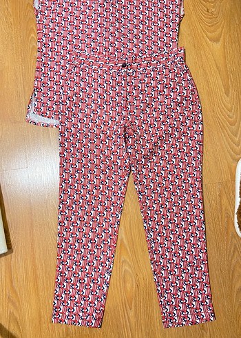 Düğmeli Renkli Kadın Kumaş Pantolon ve bluz - Görsel 3