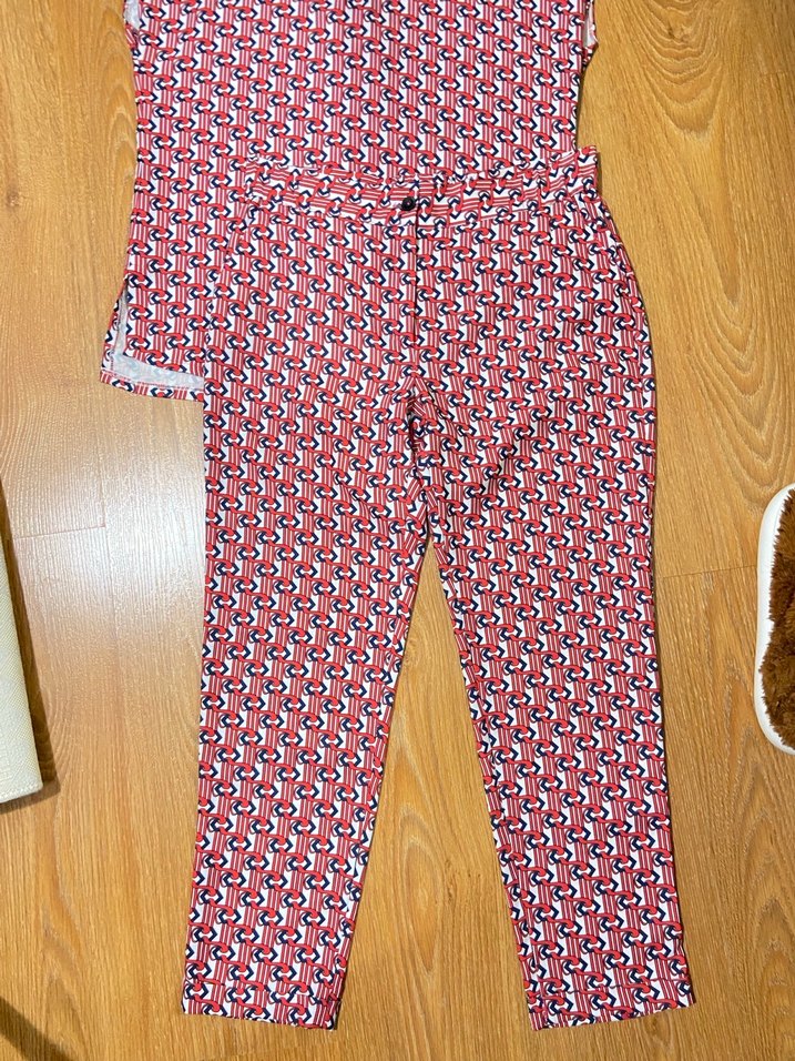 Düğmeli Renkli Kadın Kumaş Pantolon ve bluz - Görsel 3