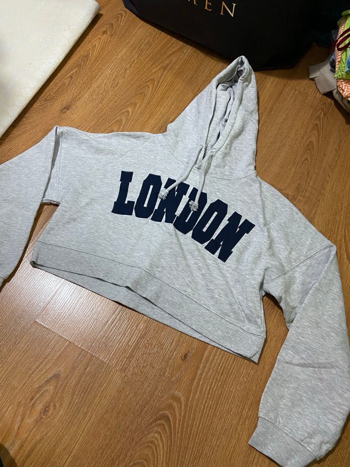 Gri Kadın Pamuklu Rahat Kesim Eşofman üstü - Görsel 2