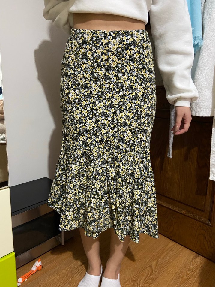 Çiçek Desenli Uzun Volanlı Bohem Etek - Görsel 5