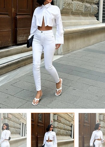 Beyaz Regular Fit Midi Kadın Jean