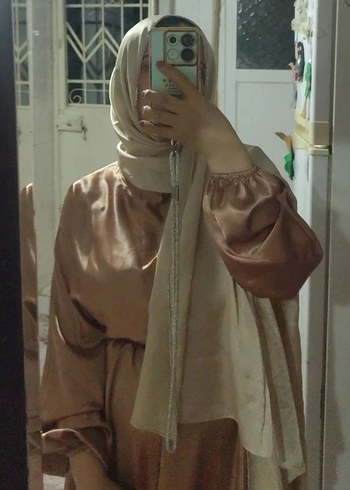 Bej Midi Kadın Salaş Elbise - Görsel 2