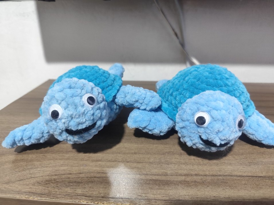 Mavi Renkli Yumuşak Deniz Kaplumbağası Peluş Oyuncak - Görsel 2