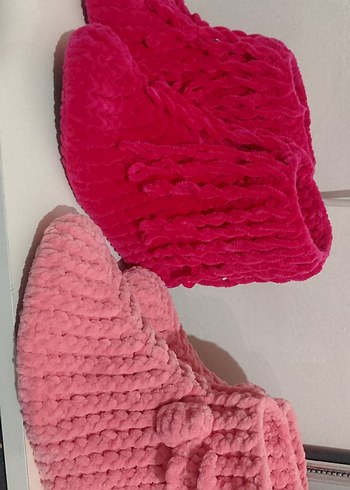 Kız Çocuk Pembe Örgü Sıcak Ev Terliği - Görsel 2