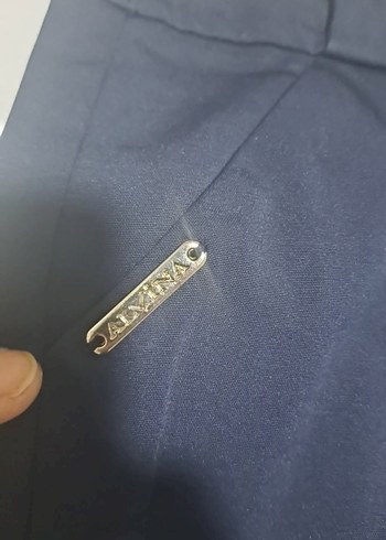 Düğmeli Mavi Kadın Süet Cigarette Pantolon - Görsel 2