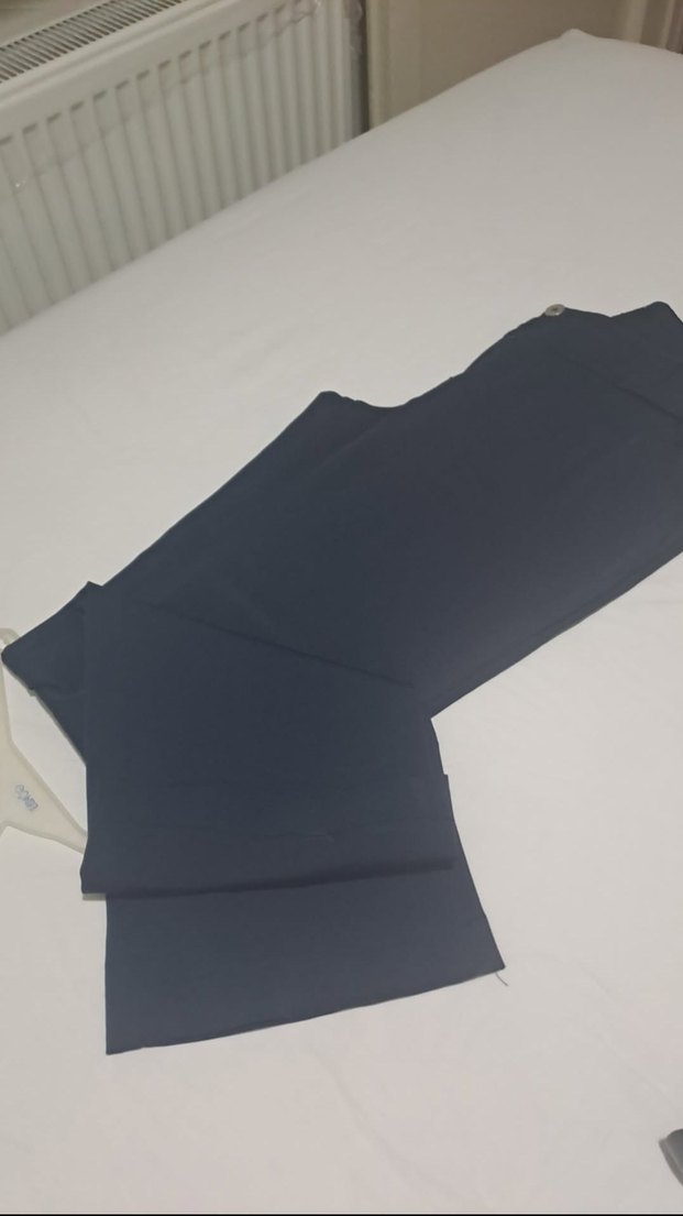 Düğmeli Mavi Kadın Süet Cigarette Pantolon - Görsel 5