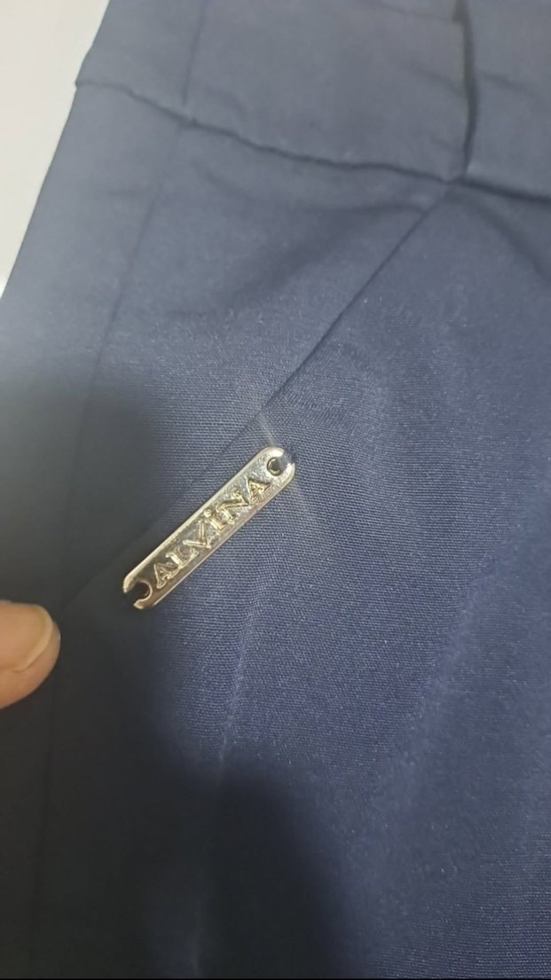 Düğmeli Mavi Kadın Süet Cigarette Pantolon - Görsel 2