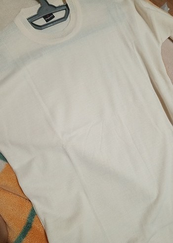 Düğmeli Beyaz Bisiklet Yaka Kadın Kazak - Görsel 4