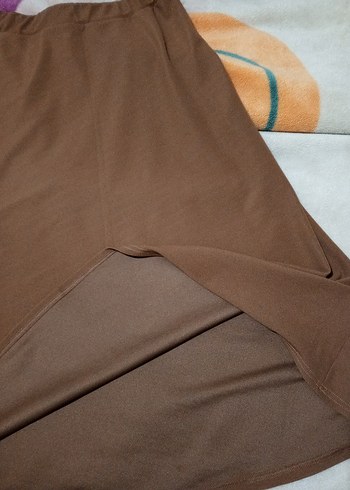 Drapeli Kahverengi Uzun Etek - Görsel 2