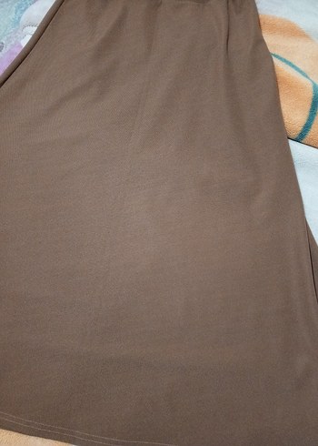 Drapeli Kahverengi Uzun Etek - Görsel 4