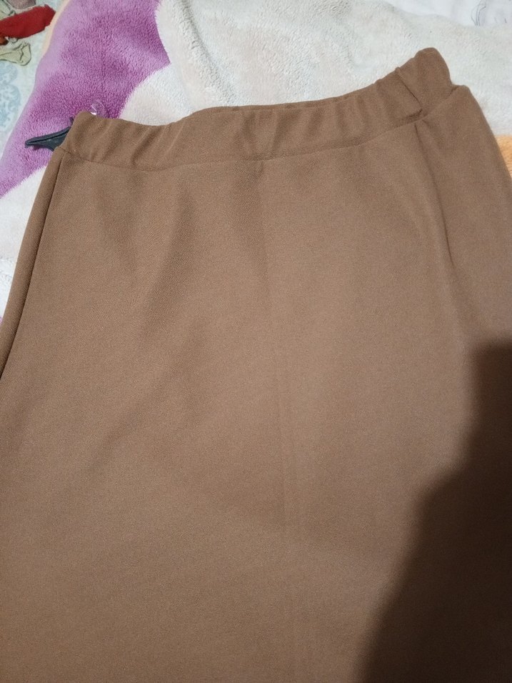 Drapeli Kahverengi Uzun Etek - Görsel 3