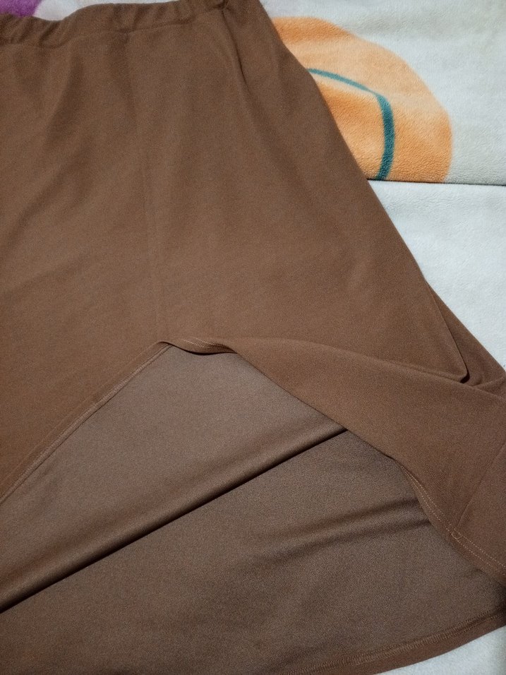 Drapeli Kahverengi Uzun Etek - Görsel 2