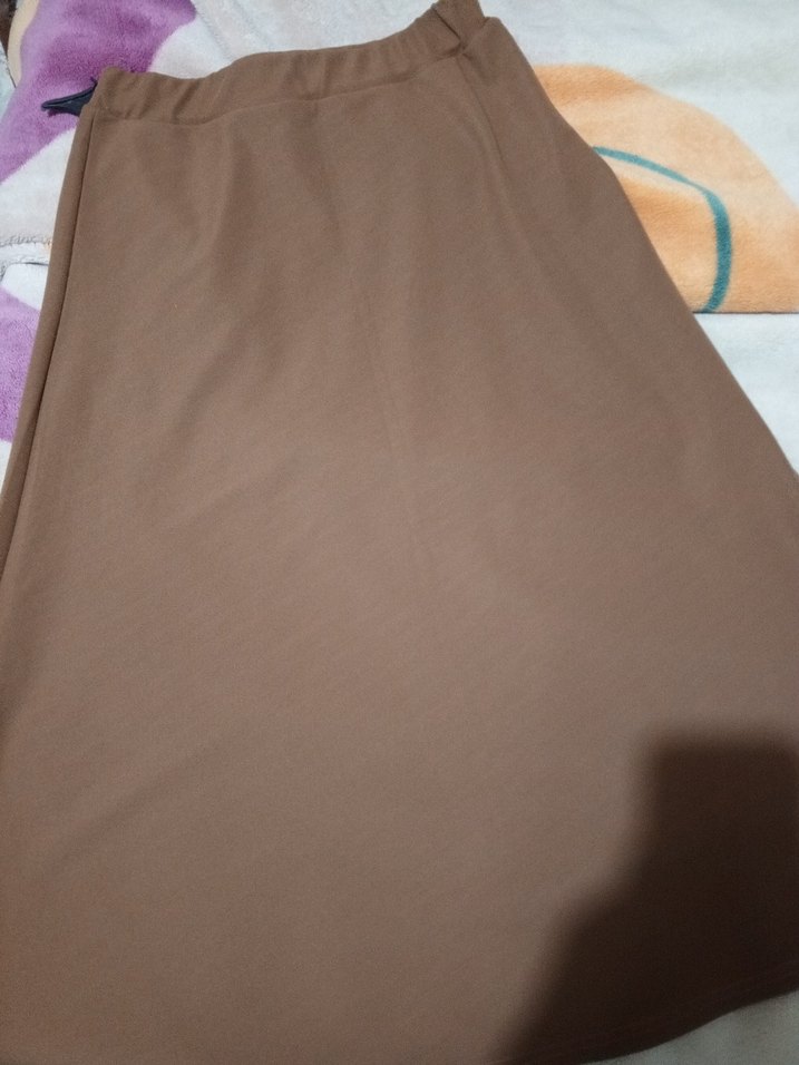 Drapeli Kahverengi Uzun Etek - Görsel 5