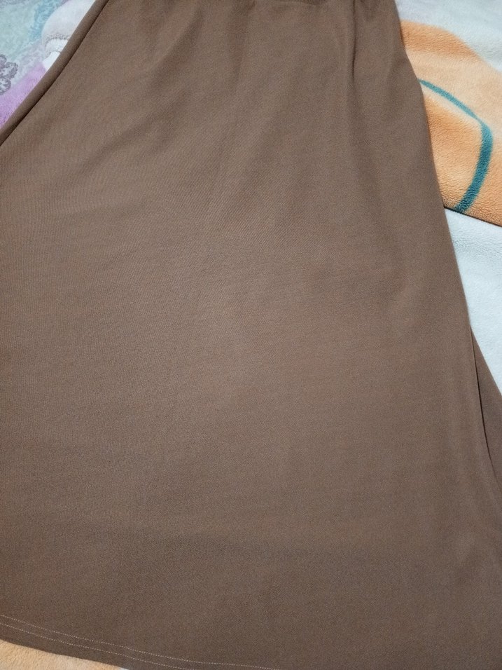 Drapeli Kahverengi Uzun Etek - Görsel 4