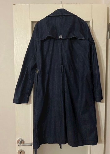 Lacivert Kadın Denim Midi Trençkot - Görsel 7