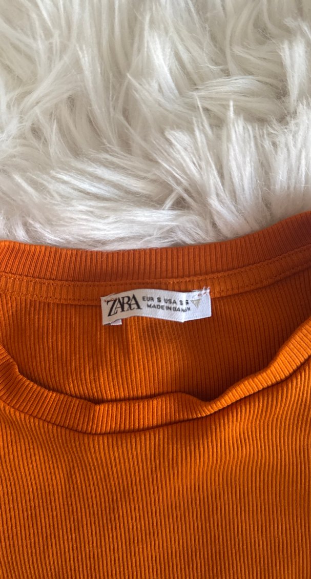 Zara Turuncu Fırfırlı Kısa Kollu Tişört - Görsel 2