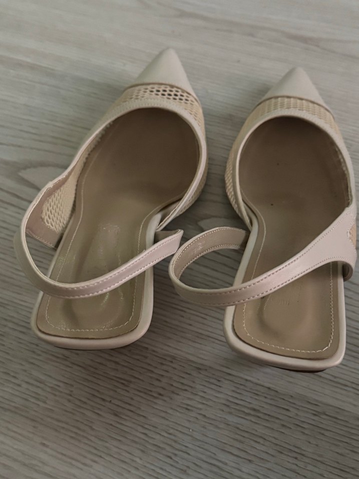 Bej File Detaylı Stiletto Kadın Topuklu Ayakkabı - Görsel 3