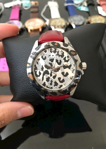 Beden kırmızı Renk Ferrucci leopar desenli Kadın Kol Saati