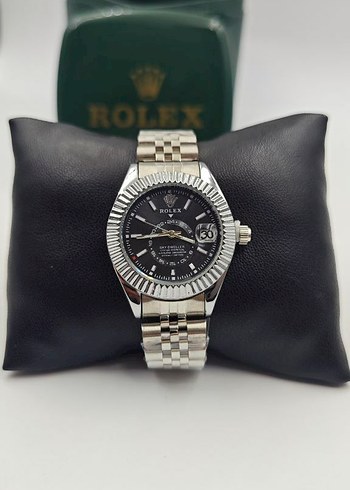 Rolex Gümüş Bayan Saati Siyah Kadran