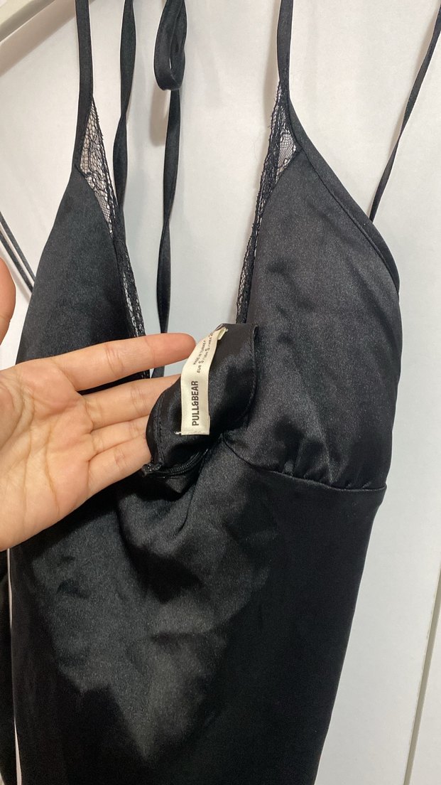 Siyah Dantelli Halter Yaka Midi Göğüs Korsesi - Görsel 2