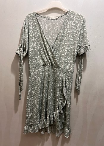 YeşilDesenli Mini Bohem Kadın Elbise
