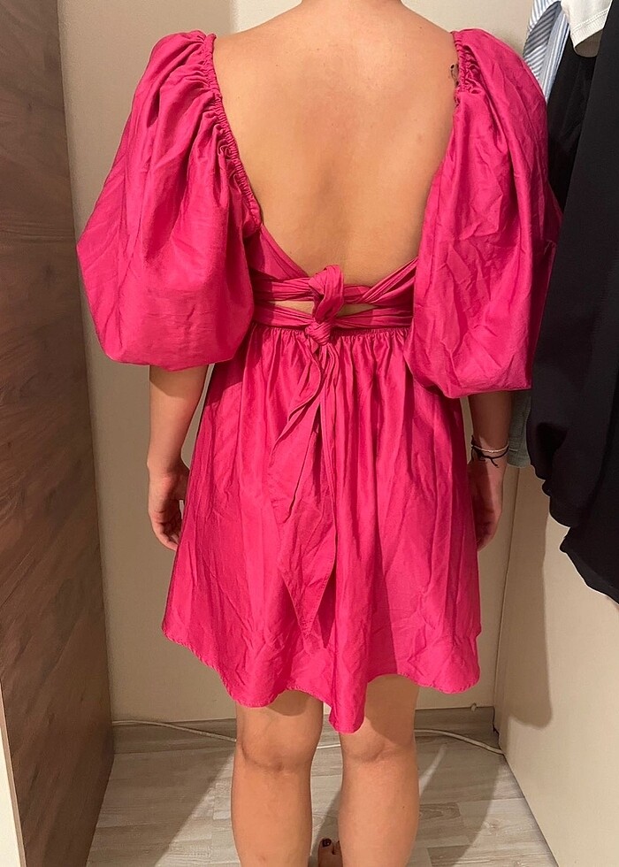 Kurdele detay mini elbise - Görsel 2