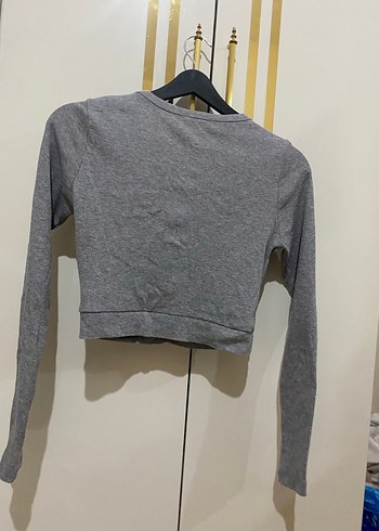 Gri Pamuklu Uzun Kollu Sweatshirt - Görsel 2