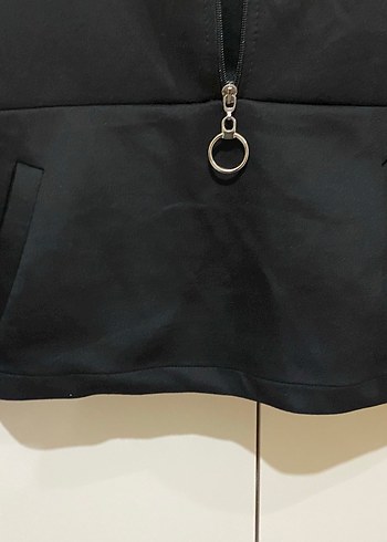 Siyah Fermuarlı Yüksek Yakalı Sweatshirt - Görsel 3