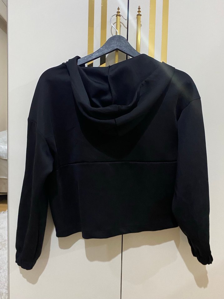 Siyah Fermuarlı Yüksek Yakalı Sweatshirt - Görsel 5