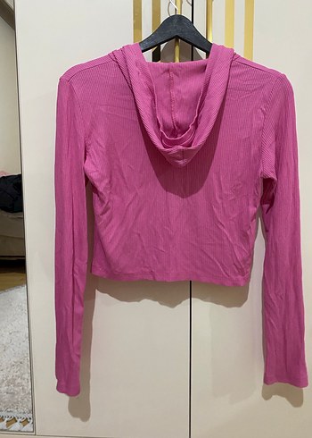 Düğmeli V Yakalı Pembe Kadın Kazak - Görsel 3