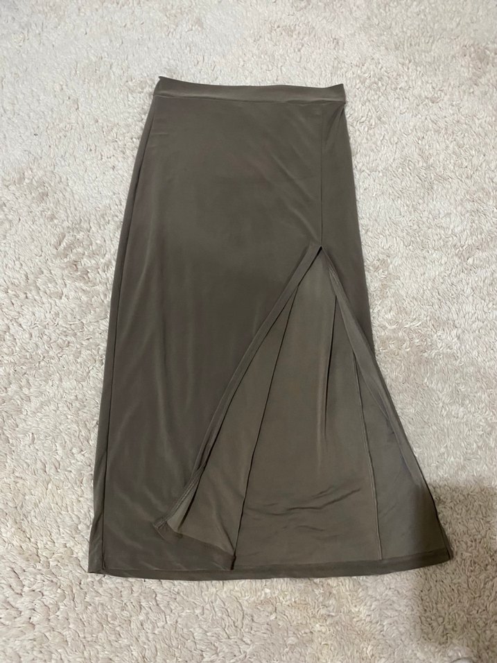 Bej Drapeli Uzun Kadın Etek - Görsel 2