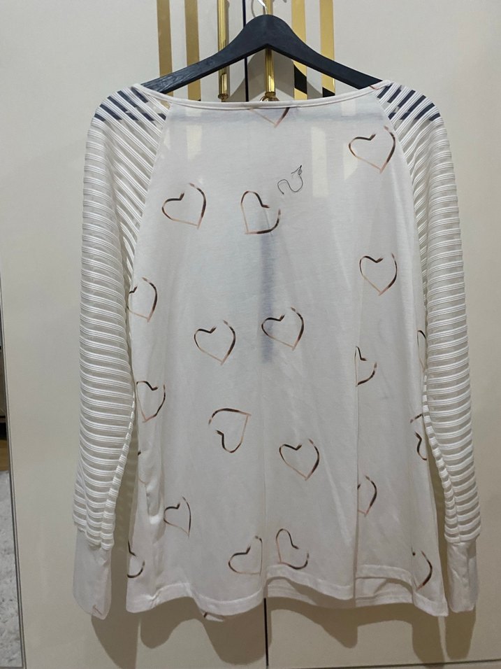 V Yaka Fermuarlı Beyaz  Bluz - Görsel 3