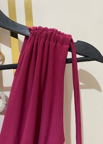 Bordo V Yakalı Drapeli Mini Elbise - Görsel 3