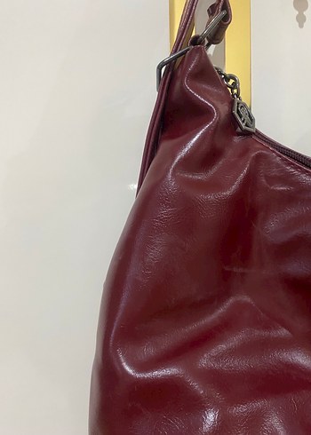 Bordo Parlak Deri Kadın Çanta - Görsel 4