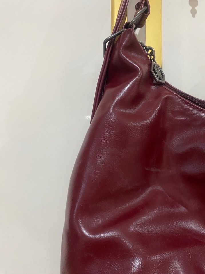 Bordo Parlak Deri Kadın Çanta - Görsel 4