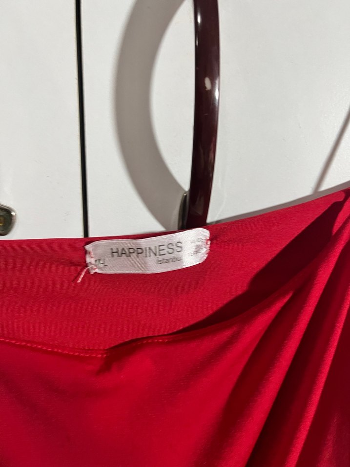 Kadın Kırmızı Drapeli İnce Askılı Mini Elbise - Görsel 2