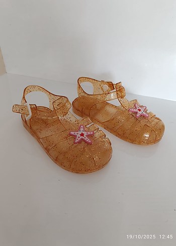 Işıltılı Bej Kız Çocuk Sandalet - Görsel 2