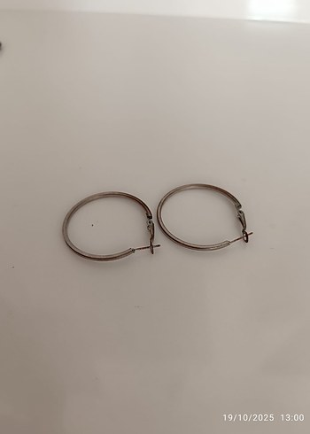 Bej Minimalist Midi Halka Küpeler - Görsel 2