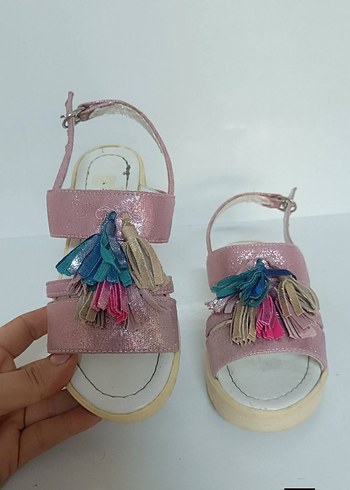 Püsküllü Pembe Kız Sandalet - Görsel 2