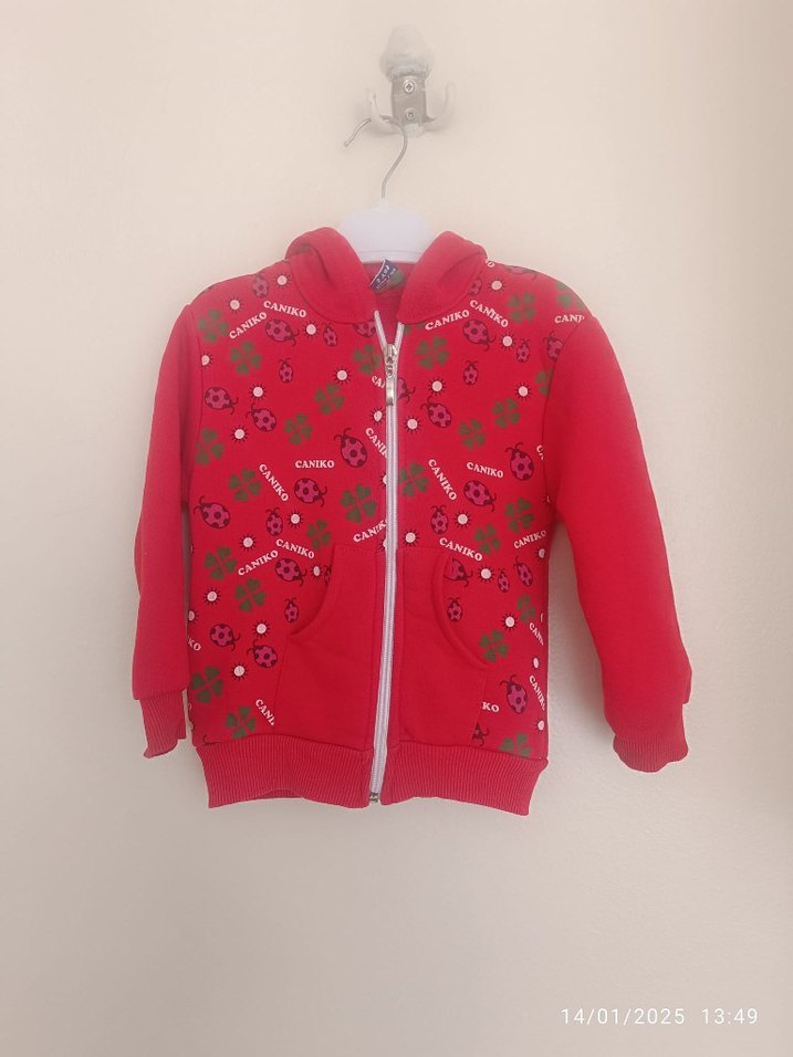 Kız Çocuk Renkli Baskılı Fermuarlı Sweatshirt - Görsel 2