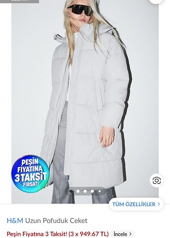 H&M Gri Kadın Şişme Mont