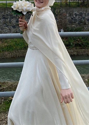 Uzun Kollu Beyaz A Kesim Abiye - Görsel 4