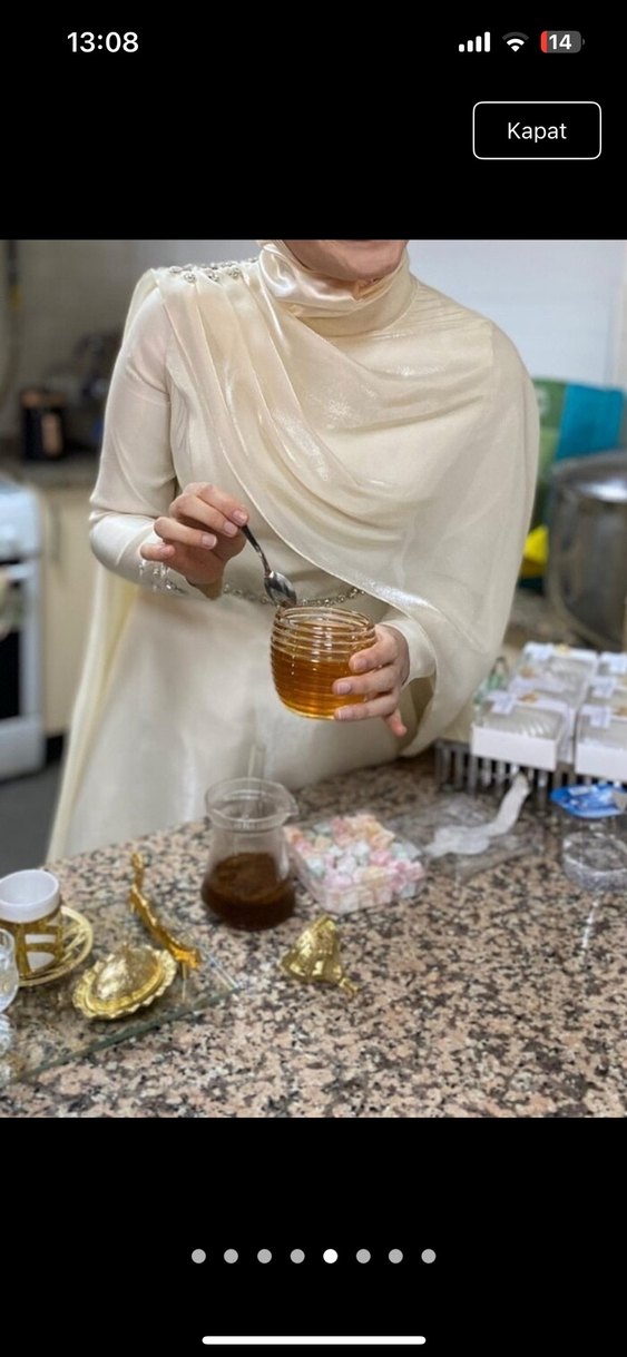 Uzun Kollu Beyaz A Kesim Abiye - Görsel 2