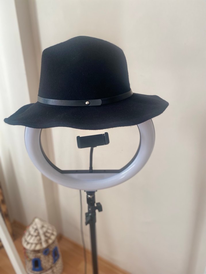 Siyah kaşe Kadın Şapka - Görsel 2