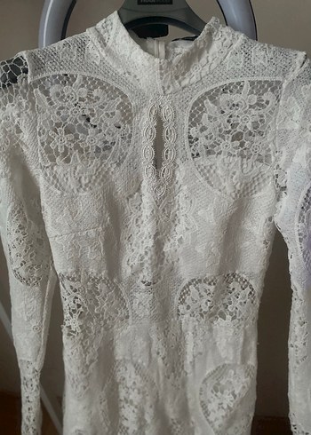 Dantel Beyaz Elbise - Görsel 3