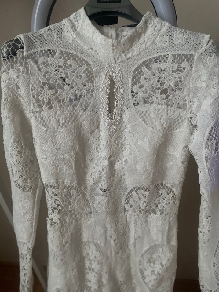 Dantel Beyaz Elbise - Görsel 3